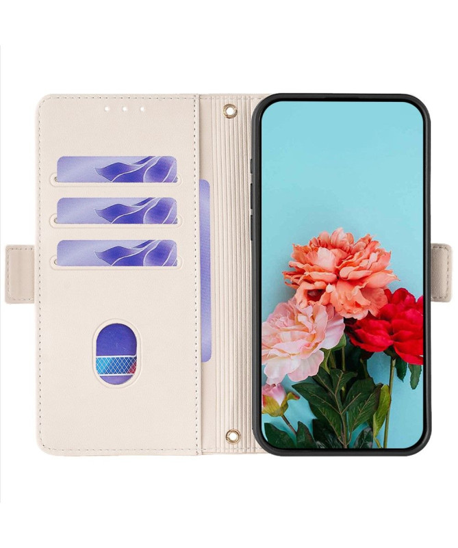 Housse Poco F6 en simili cuir avec chaîne dorée