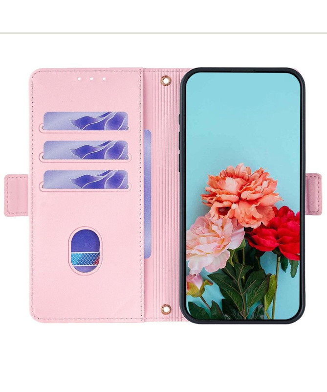 Housse Poco F6 en simili cuir avec chaîne dorée