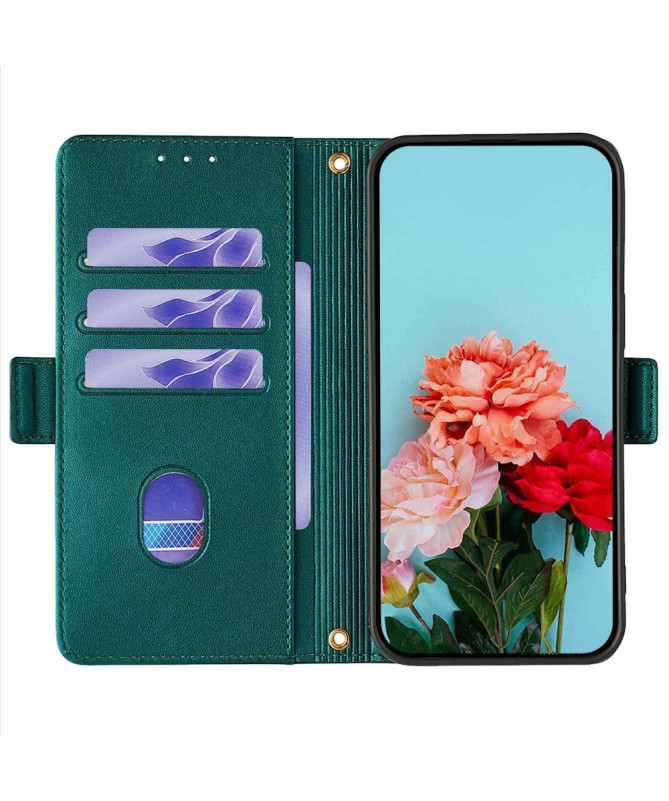 Housse Poco F6 en simili cuir avec chaîne dorée