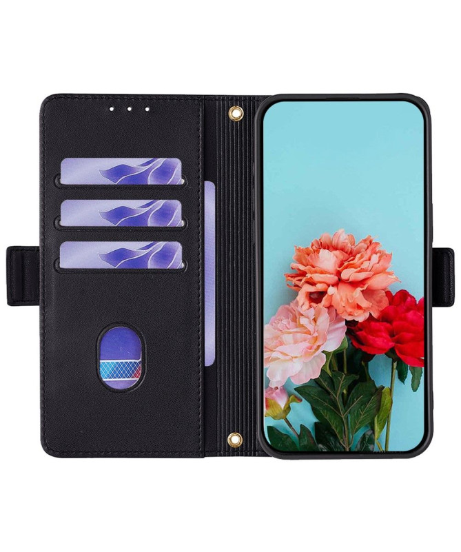 Housse Poco F6 en simili cuir avec chaîne dorée