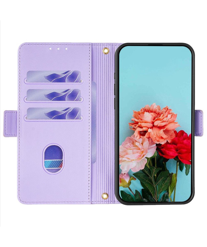 Housse Poco F6 en simili cuir avec chaîne dorée