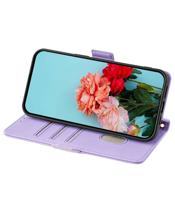 Housse Poco F6 en simili cuir avec chaîne dorée