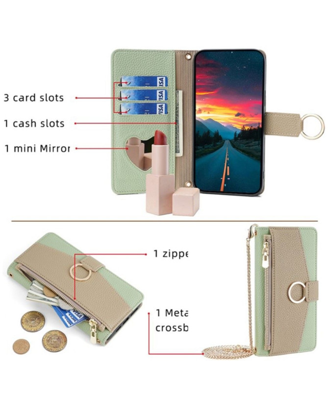 Étui Poco F6 portefeuille avec chaîne