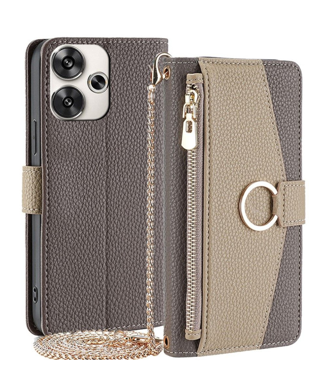 Étui Poco F6 portefeuille avec chaîne