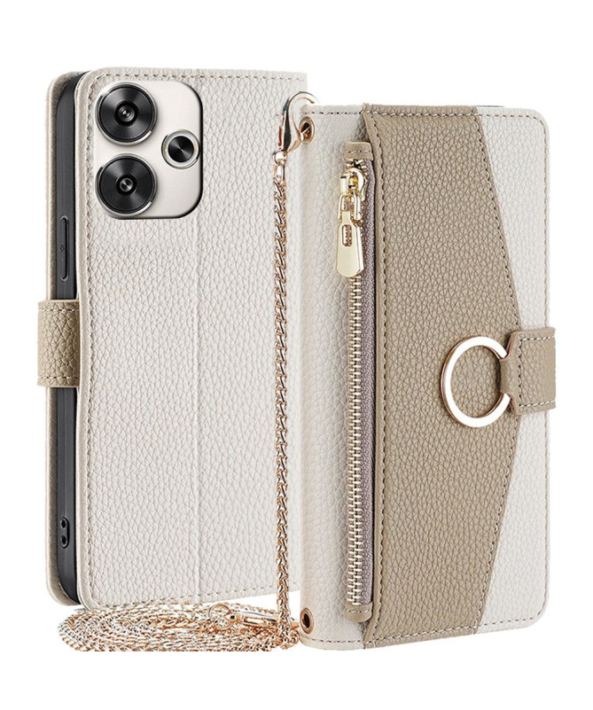 Étui Poco F6 portefeuille avec chaîne