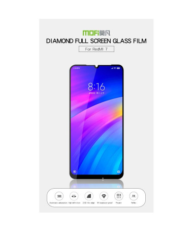 Xiaomi Redmi 7 - Protection d’écran en verre trempé full size - Noir