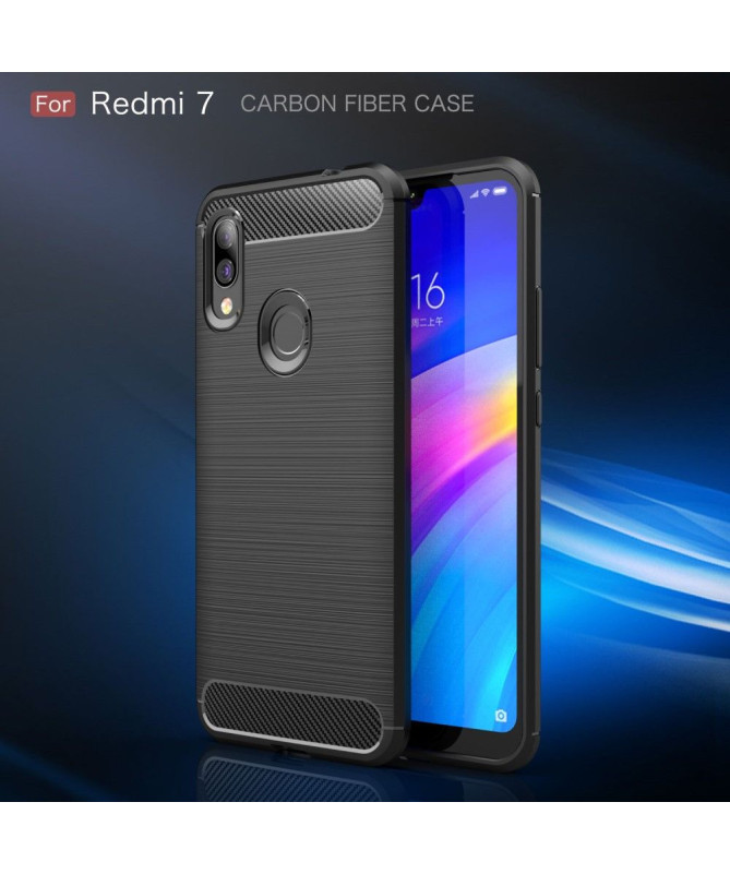 Xiaomi Redmi 7 - Coque gel brossé carbone