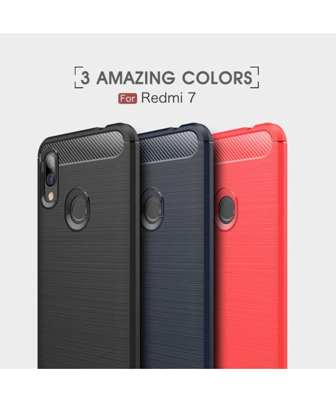 Xiaomi Redmi 7 - Coque gel brossé carbone