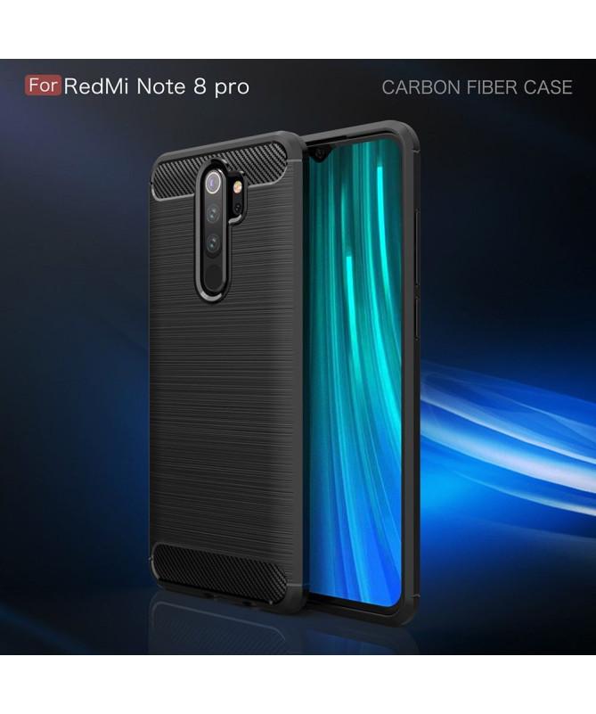 Coque Xiaomi Redmi Note 8 Pro gel brossé carbone