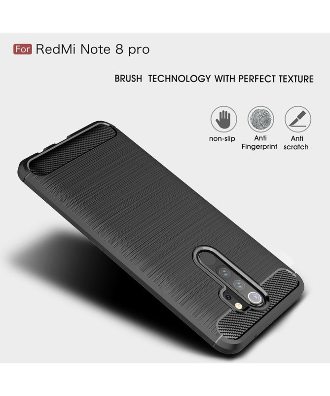 Coque Xiaomi Redmi Note 8 Pro gel brossé carbone