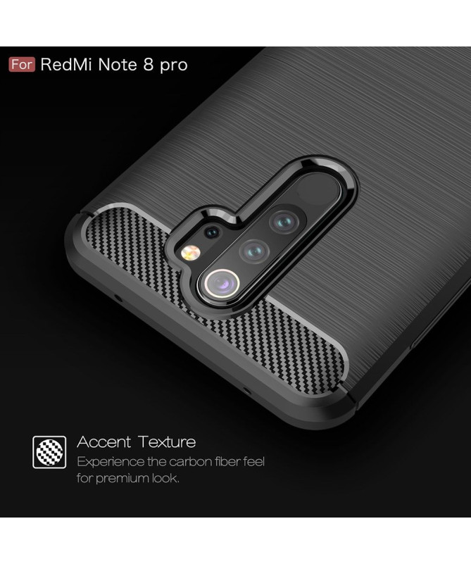 Coque Xiaomi Redmi Note 8 Pro gel brossé carbone