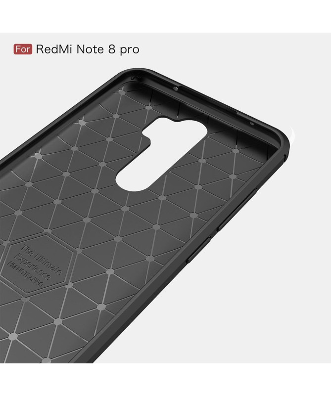 Coque Xiaomi Redmi Note 8 Pro gel brossé carbone