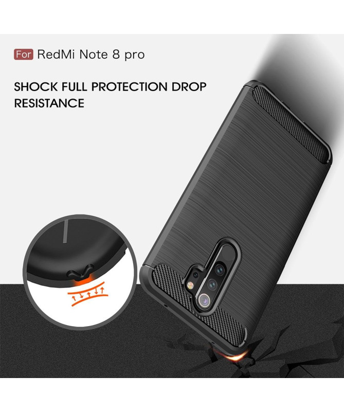 Coque Xiaomi Redmi Note 8 Pro gel brossé carbone