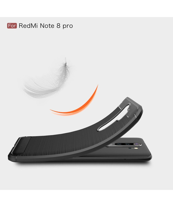 Coque Xiaomi Redmi Note 8 Pro gel brossé carbone