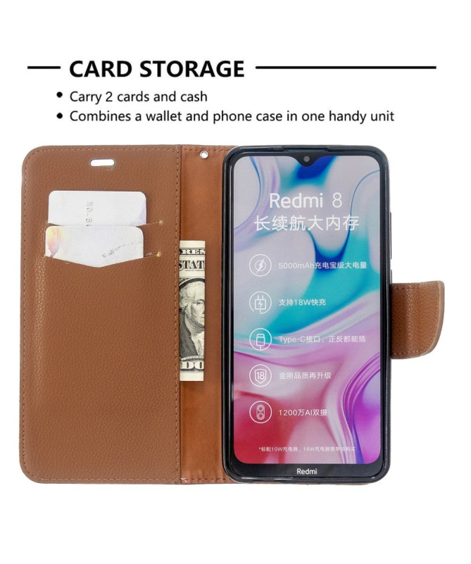 Étui Xiaomi Redmi 8 folio effet cuir grainé