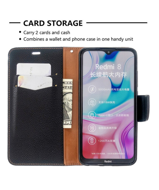 Étui Xiaomi Redmi 8 folio effet cuir grainé