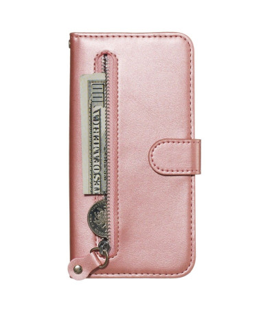 Housse Xiaomi Redmi Note 8T Zipper Pocket effet cuir - Or rose