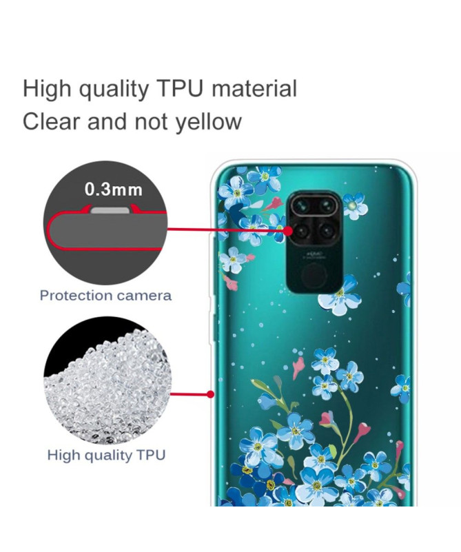 Coque Xiaomi Redmi Note 9 Fleurs Bleues