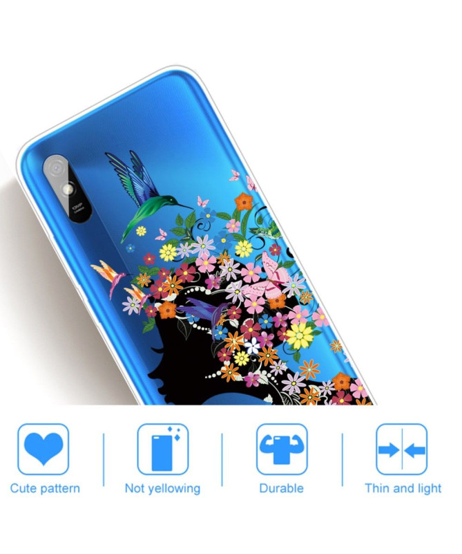 Coque Xiaomi Redmi 9A colibri fleur