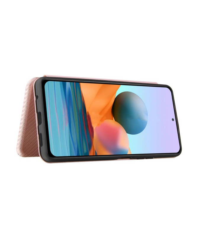 Housse Xiaomi Redmi Note 10 Pro Simili Cuir Style Fibre de Carbone