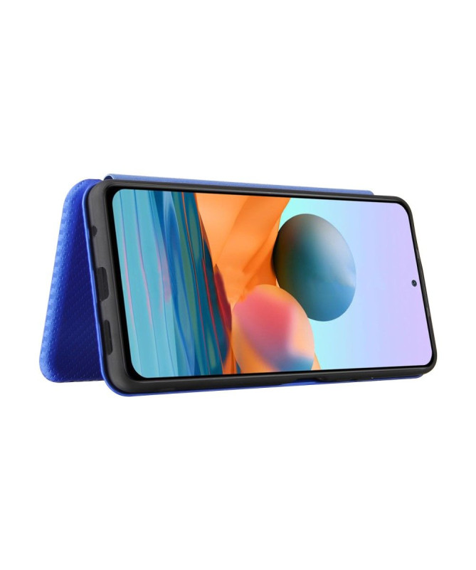 Housse Xiaomi Redmi Note 10 Pro Simili Cuir Style Fibre de Carbone