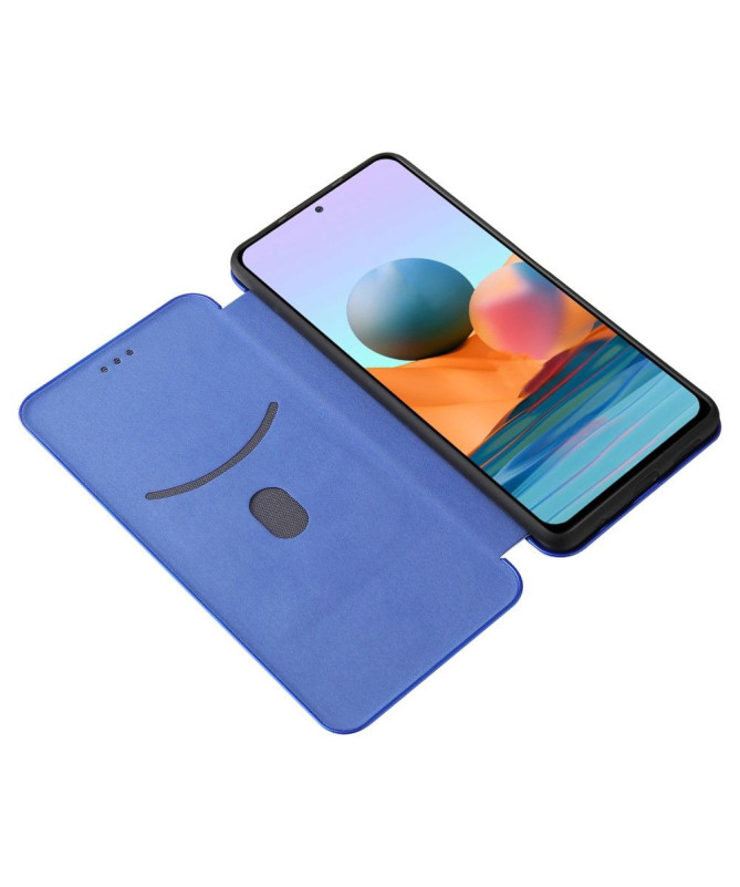 Housse Xiaomi Redmi Note 10 Pro Simili Cuir Style Fibre de Carbone