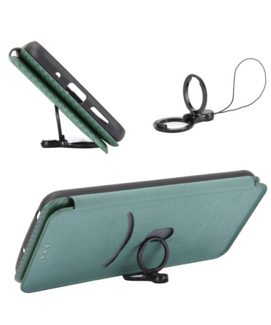 Housse Xiaomi Redmi Note 10 Pro Simili Cuir Style Fibre de Carbone Vert foncé - photo 15
