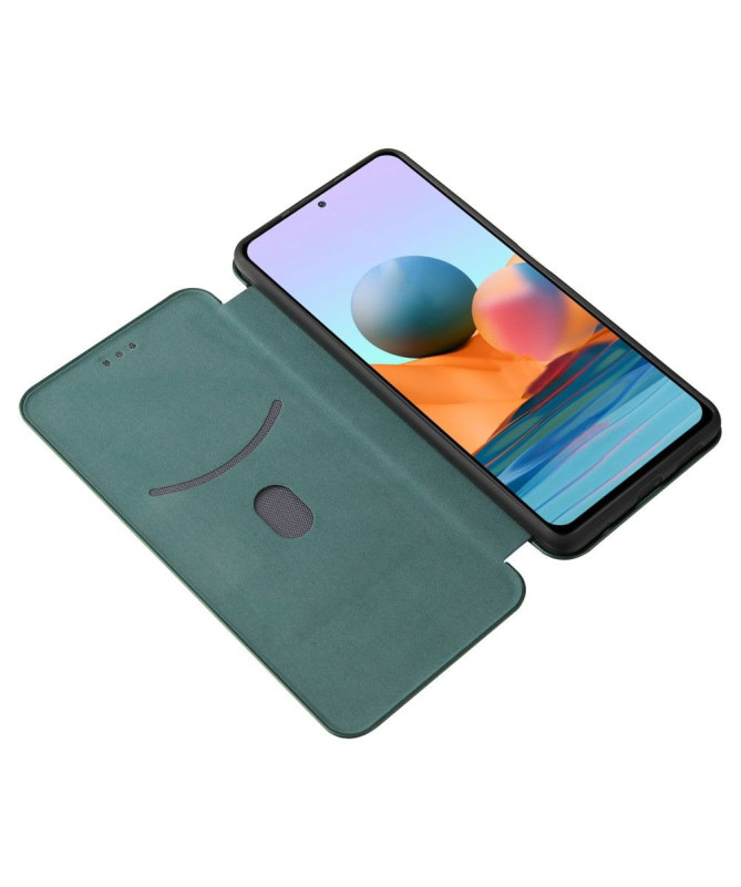 Housse Xiaomi Redmi Note 10 Pro Simili Cuir Style Fibre de Carbone