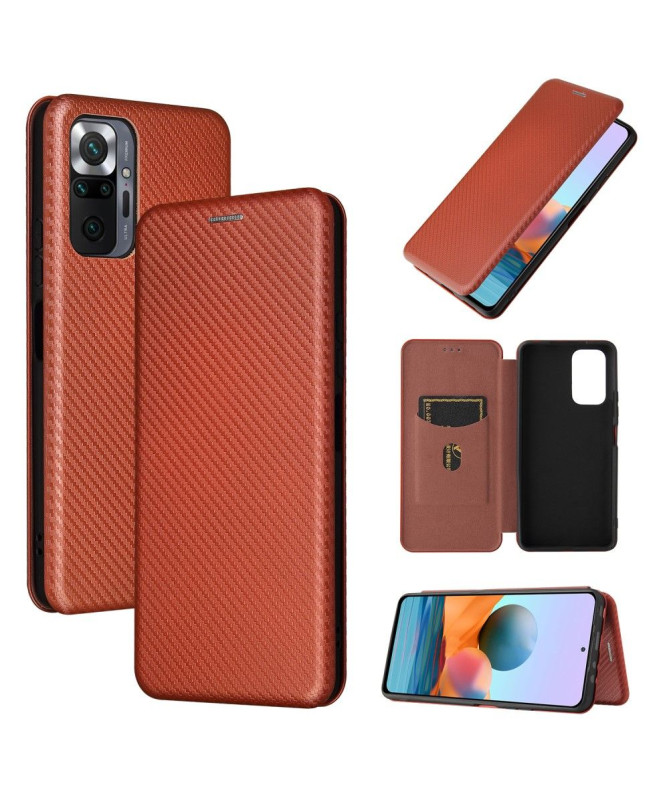 Housse Xiaomi Redmi Note 10 Pro Simili Cuir Style Fibre de Carbone