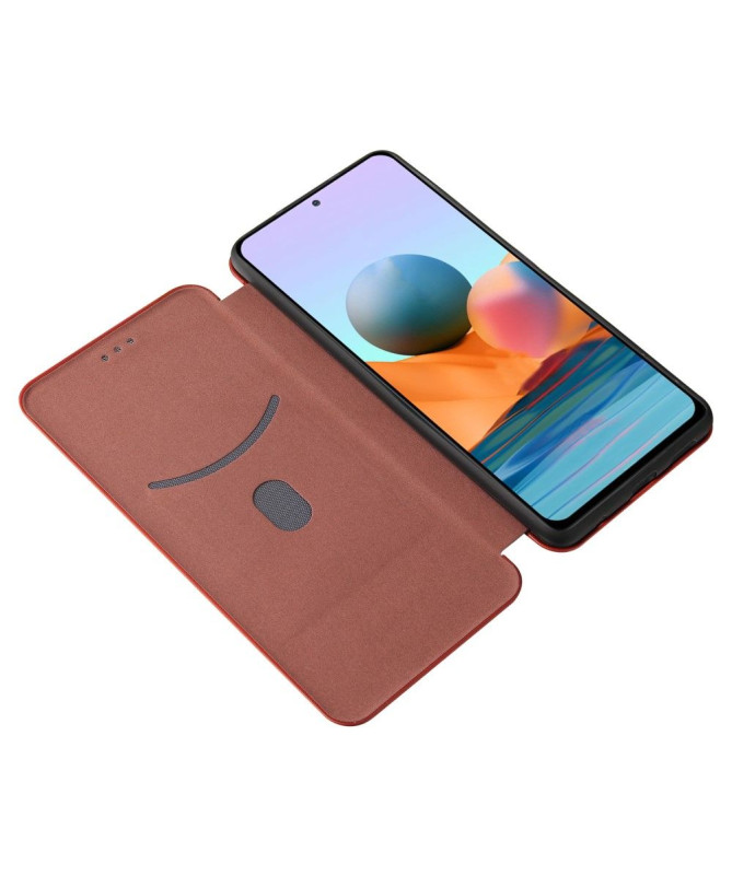 Housse Xiaomi Redmi Note 10 Pro Simili Cuir Style Fibre de Carbone