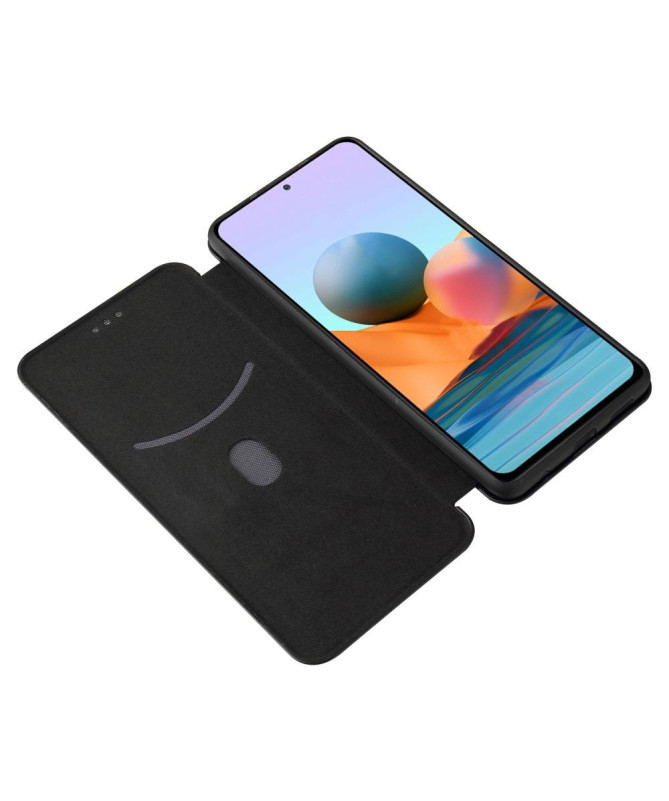 Housse Xiaomi Redmi Note 10 Pro Simili Cuir Style Fibre de Carbone