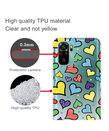 Coque Xiaomi Redmi Note 10 Coeurs Colorés