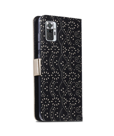 Xiaomi Redmi Note 10 Pro - Housse Dentelle Fleur Effet Cuir