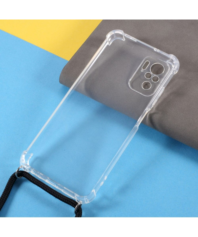 Coque Xiaomi Redmi Note 10 Pro avec cordon bandoulière transparent