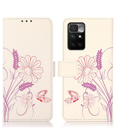 Housse Xiaomi Redmi 10 Illustration Fleurs et Papillon