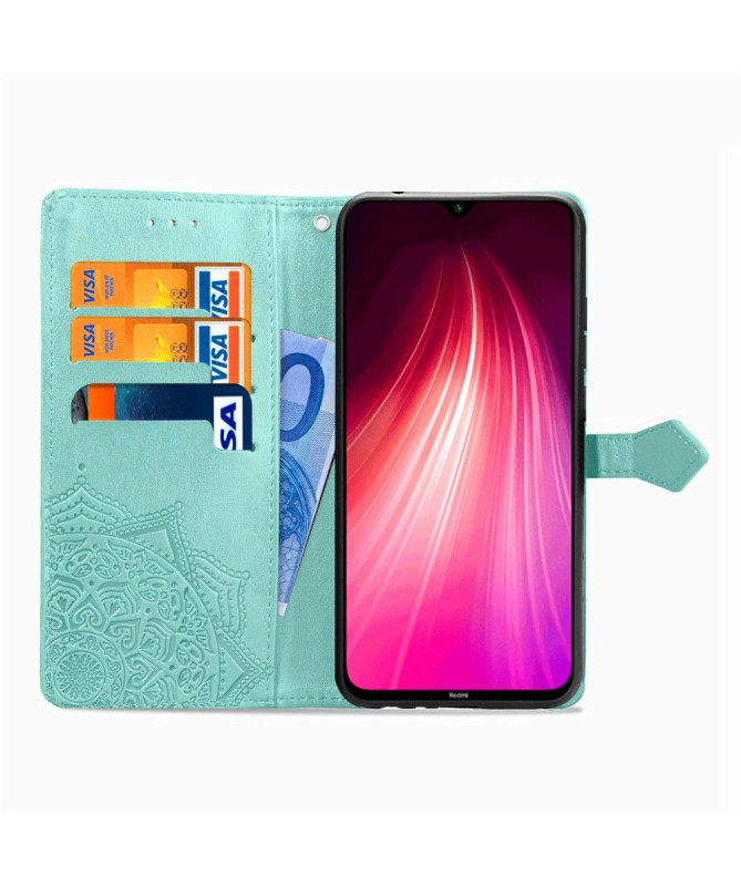 Housse Xiaomi Redmi Note 8 2021 / 2019 Mandala relief en simili cuir