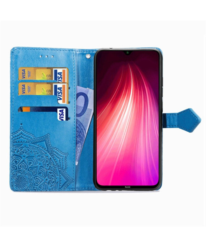 Housse Xiaomi Redmi Note 8 2021 / 2019 Mandala relief en simili cuir