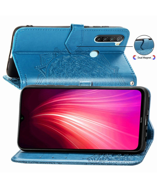 Housse Xiaomi Redmi Note 8 2021 / 2019 Mandala relief en simili cuir