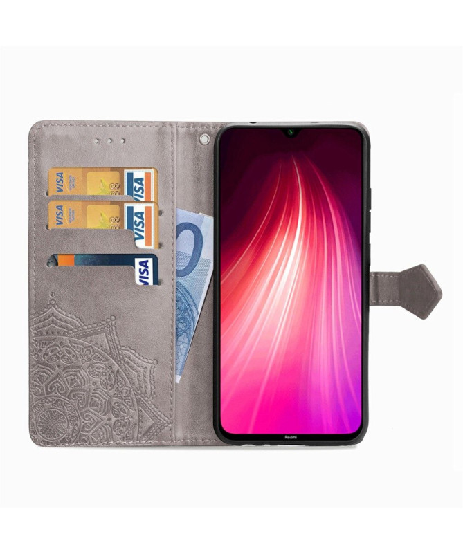 Housse Xiaomi Redmi Note 8 2021 / 2019 Mandala relief en simili cuir