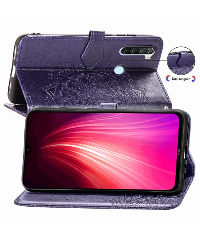 Housse Xiaomi Redmi Note 8 2021 / 2019 Mandala relief en simili cuir