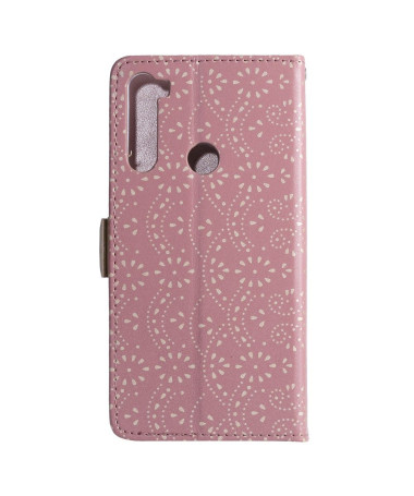 Housse Xiaomi Redmi Note 8 2021 / 2019 Dentelle Fleur Effet Cuir