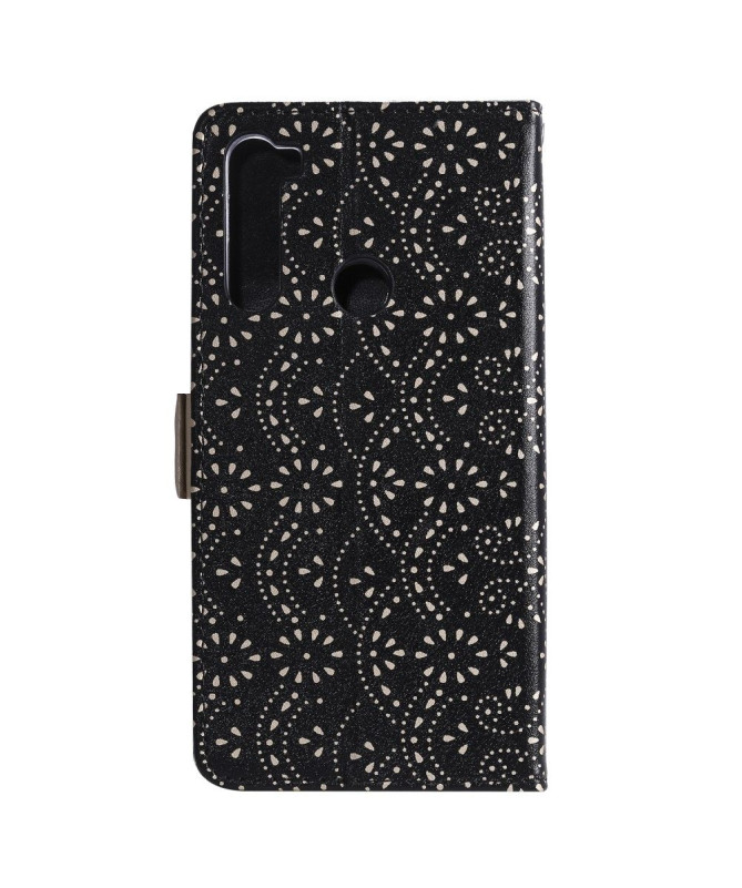 Housse Xiaomi Redmi Note 8 2021 / 2019 Dentelle Fleur Effet Cuir