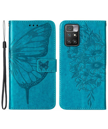 Housse Xiaomi Redmi 10 Papillon Fleur Porte-Cartes