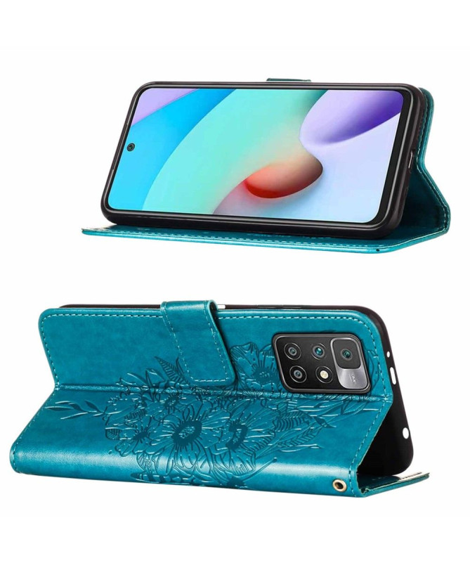 Housse Xiaomi Redmi 10 Papillon Fleur Porte-Cartes
