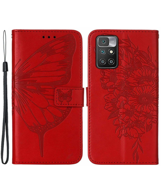 Housse Xiaomi Redmi 10 Papillon Fleur Porte-Cartes