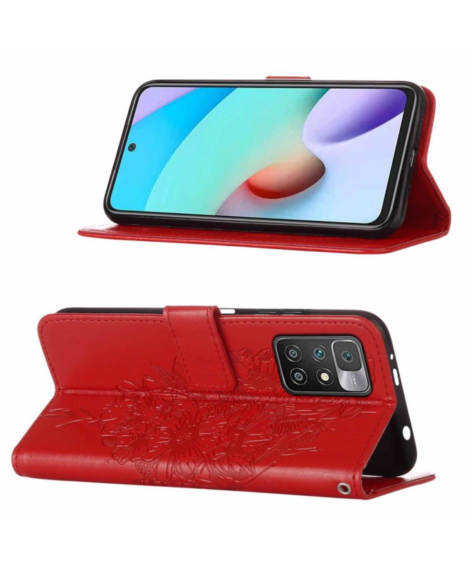 Housse Xiaomi Redmi 10 Papillon Fleur Porte-Cartes