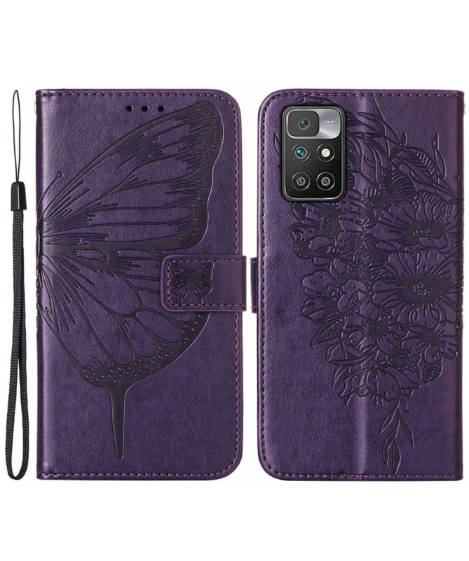 Housse Xiaomi Redmi 10 Papillon Fleur Porte-Cartes