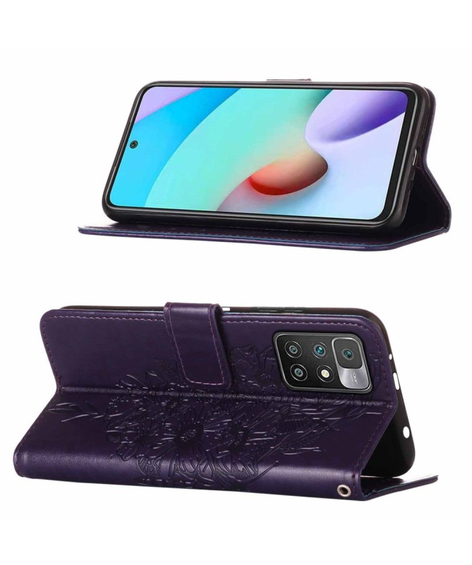 Housse Xiaomi Redmi 10 Papillon Fleur Porte-Cartes