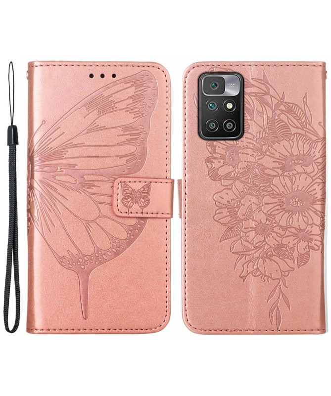 Housse Xiaomi Redmi 10 Papillon Fleur Porte-Cartes
