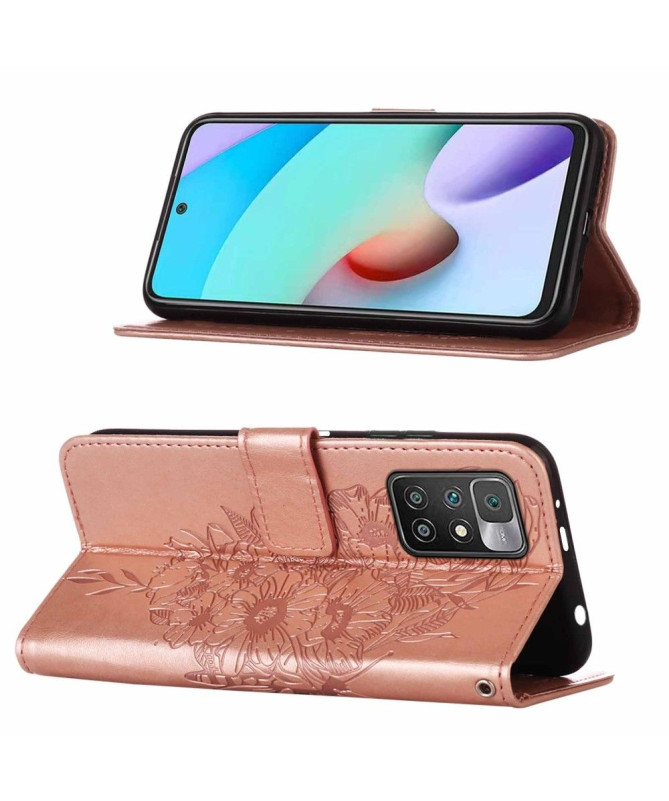Housse Xiaomi Redmi 10 Papillon Fleur Porte-Cartes